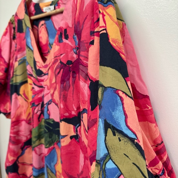 Chico’s Tropical Floral Puff Sleeves Midi Dress - Picture 4 of 12